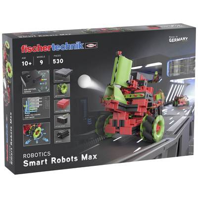 Robot Construction Kit 'Smart Robots Max' by Fischertechnik. Contains 530 parts for 9 models. Recommended for children aged 10 and above.