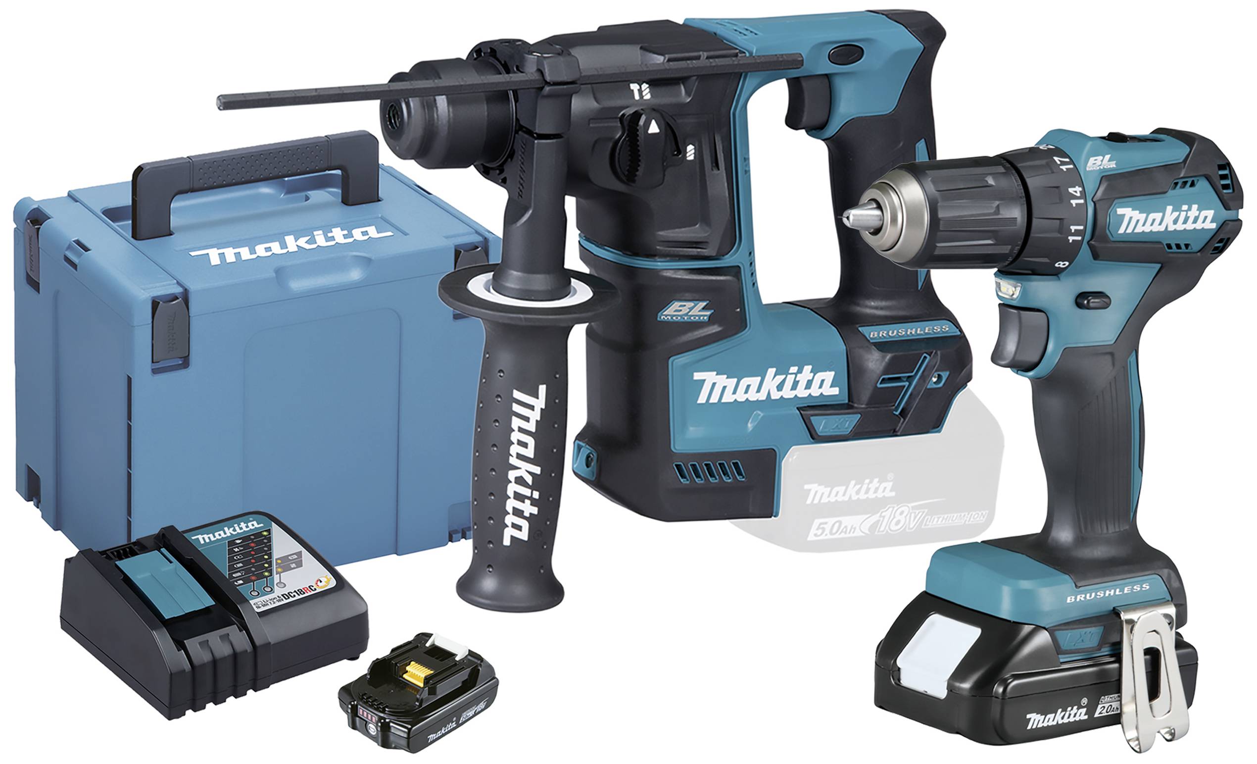Makita DLX2454AJ Cordless drill, Cordless hammer drill 18 V 2 Ah Li-ion-0