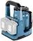 A blue Makita coffee maker with two inserted 18V batteries, perfect for mobile use.