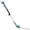 Telescopic hedge trimmer with extendable shaft and blue handle. Suitable for cutting tall hedges and hard-to-reach areas.