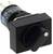 A black rotary switch with a rectangular base and metallic terminals. Suitable for electrical controls.