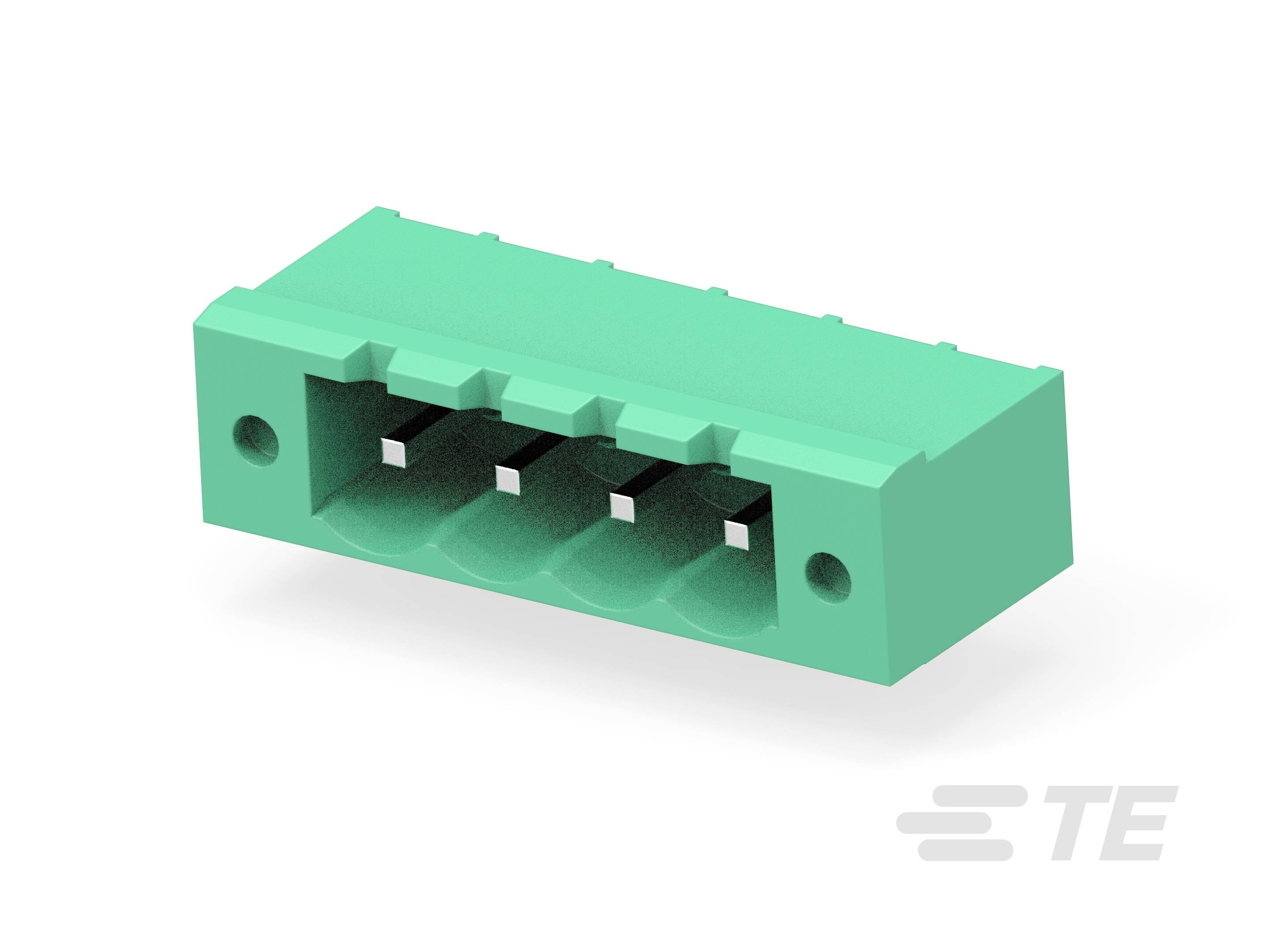 Turquoise electrical multi-socket connector, suitable for installation in electronic devices.