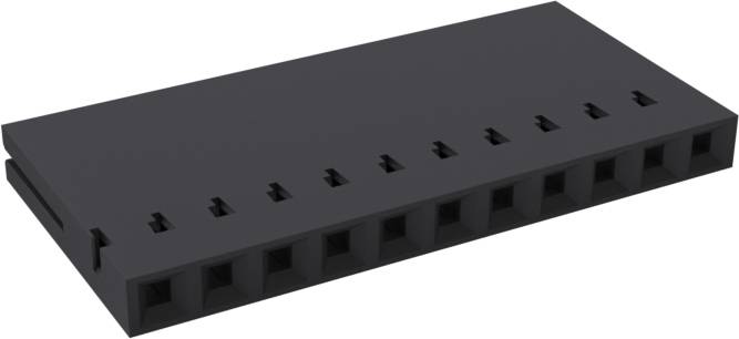 A black diatonic harmonica with ten holes, featuring a simple design and no visible brand markings.
