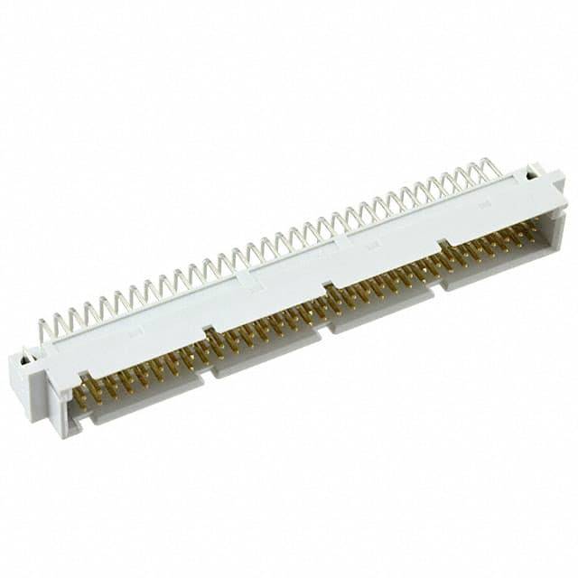 A grey electrical connector with multiple gold-plated contacts, suitable for electronic devices and circuits.
