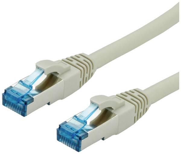 Value 21.99.1990 RJ45 Patch cable CAT 6A S/FTP 1.50 m Grey double shielding, Halogen-free, Flame-retardant 1 pc(s)