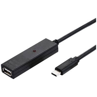 USB-A to USB-C cable adapter, black casing.
