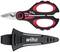 A black and red pair of scissors with the inscription 'wiha' and a matching black protective case underneath.