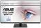 ASUS monitor with TÜV-certified eye protection, showing a large human eye displayed alongside product logos.