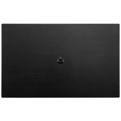 A black laptop lid with a webcam in the centre and a discreet ASUS logo on the right side.