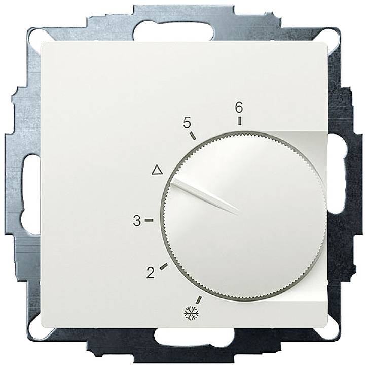 A thermostat with a setting dial positioned at level 6. Numbers from 1 to 6 are visible on the scale, with a symbol representing cold.