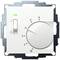 White room thermostat with rotary control from level 0 to 6 and green LED indicator light in the top left corner. Switch indicates level 3.