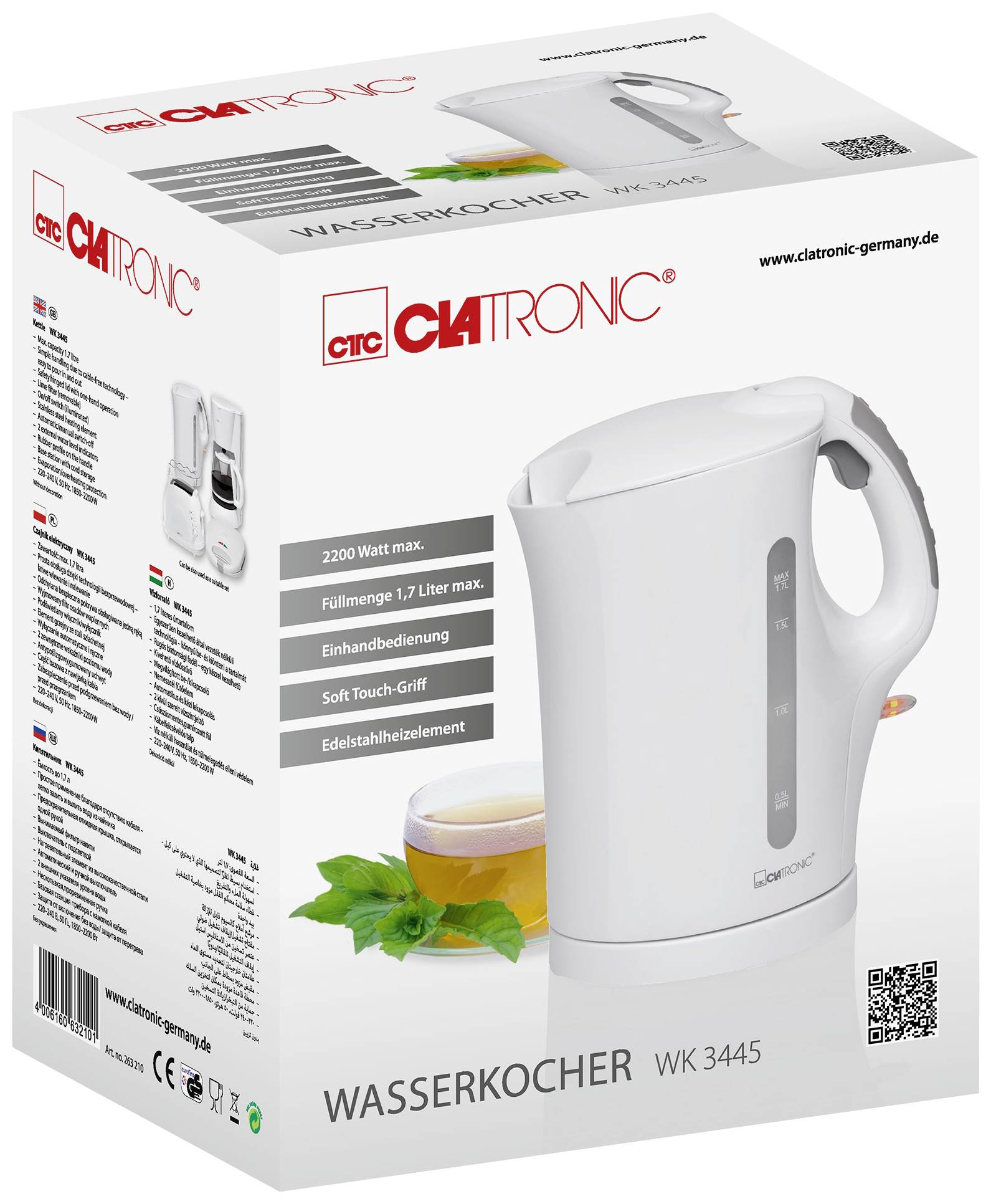 Clatronic LK-POEV 125KA-1 Kettle White Capacity: 1.7 l-3