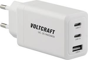 VOLTCRAFT UC-2C1A65W01 USB charger 65 W 1x USB-A, 2x USB-C® Fast Charge, Power Delivery 3.0 White Indoors GaN