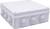 White plastic junction box with round cable entry points on the sides.
