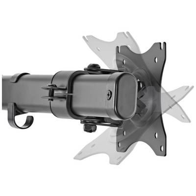 Monitor mount with swivelling arm demonstrates flexibility. Attachment points for screen visible. Ideal for flexible workspaces.