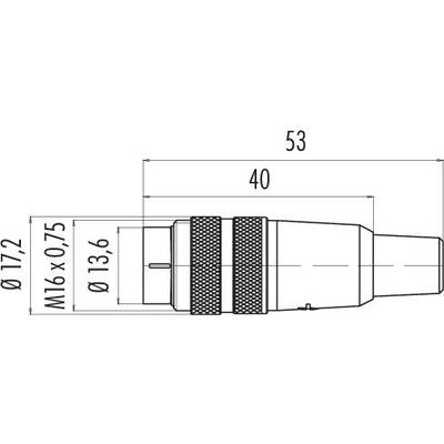 Diagram of a plug with dimensions: Total length 53 mm, length without thread 40 mm, thread M16 x 0.75, outer diameter 17.2 mm.