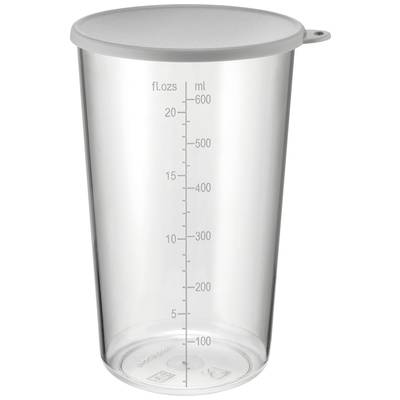 A transparent measuring jug with lid, scale marked in millilitres and fluid ounces. Maximum capacity: 650 ml.