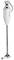 White hand blender with stainless steel shaft, removable blade and ergonomic handle; suitable for pureeing ingredients in the kitchen.