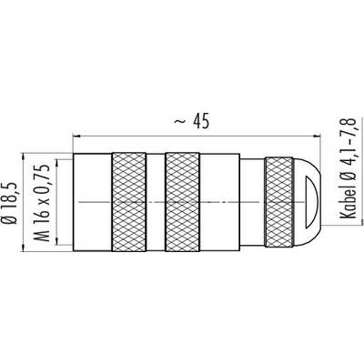 Technical drawing of a cylindrical plug with dimensions: Length 45 mm, Diameter 18.5 mm. Cable diameter 4.1-7.8 mm.