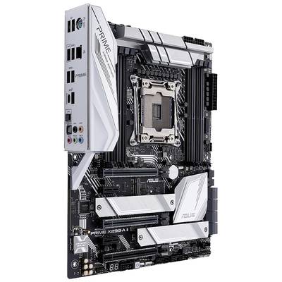 A computer motherboard, model 'ASUS Prime X299-A II', with numerous ports and expansion slots.