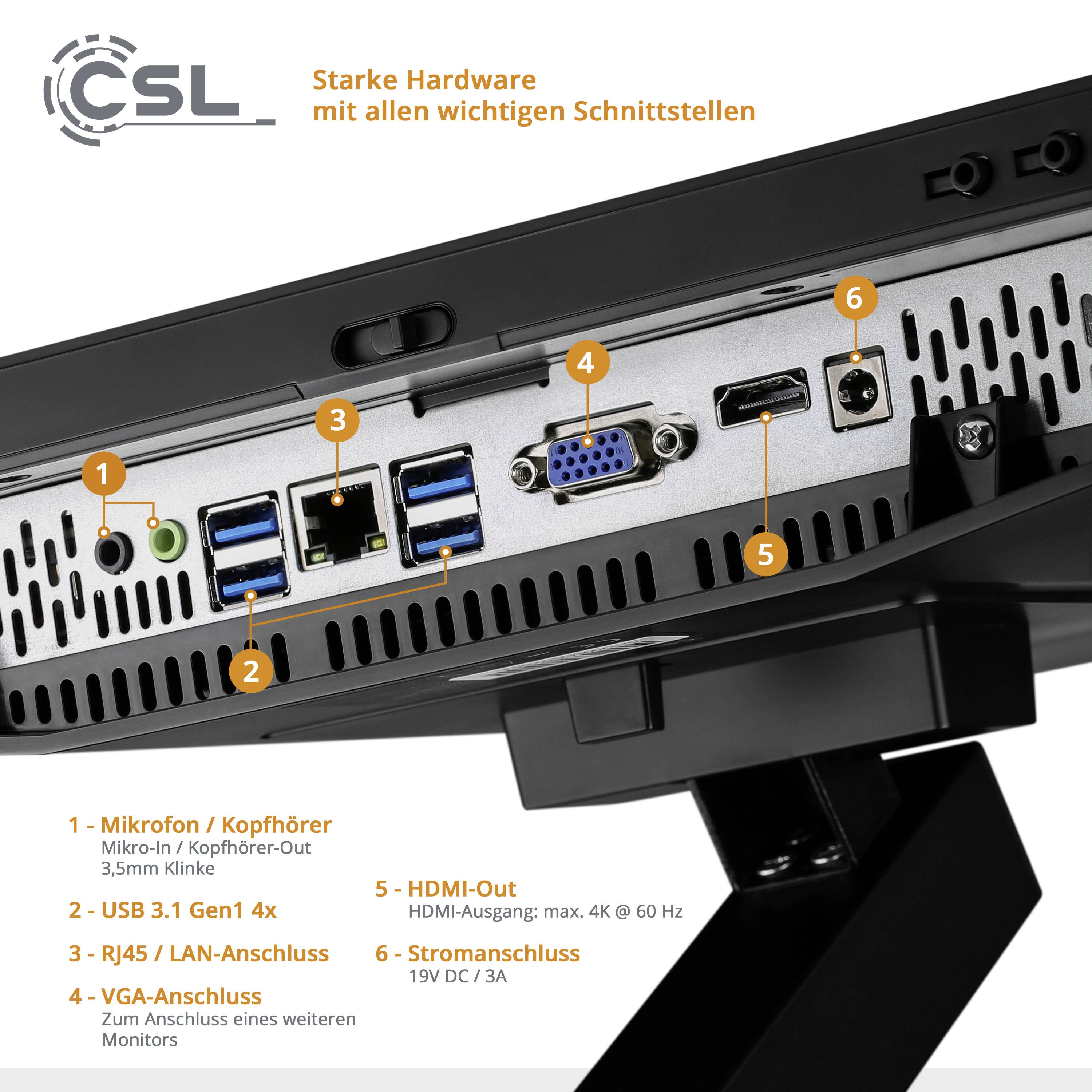 CSL Computer All-in-one PC Unity PRO F24B-GLS 60.5 cm (23.8 inch) Full HD Intel® Celeron® N4120 2.6 GHz 16 GB RAM 512 GB-3