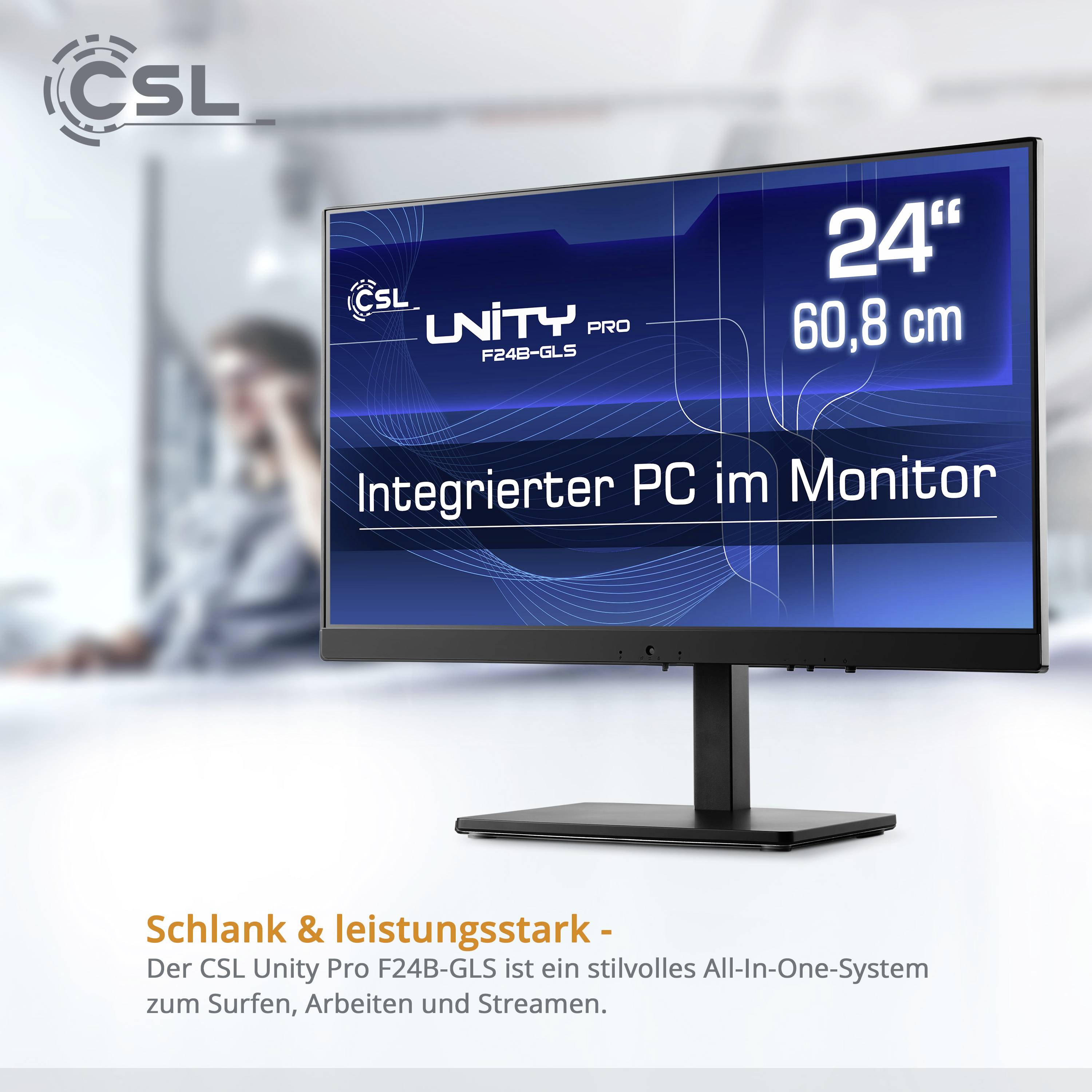 CSL Computer All-in-one PC Unity PRO F24B-GLS 60.5 cm (23.8 inch) Full HD Intel® Celeron® N4120 2.6 GHz 16 GB RAM 512 GB-7