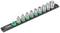 'Ten socket wrenches in various sizes on a holder with colour coding, Wera logo on the holder.'