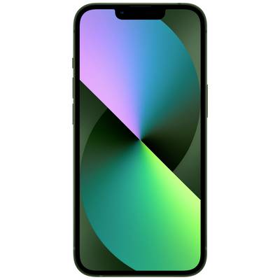 Smartphone with green and purple abstract background on the screen.
