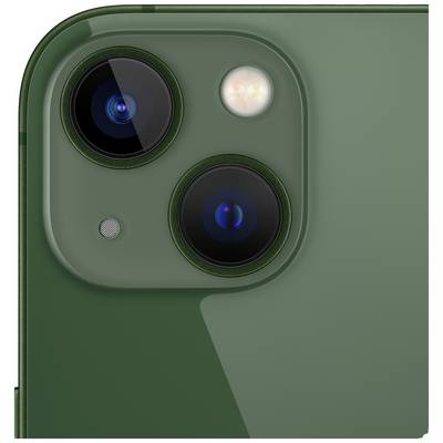 Close-up of a green smartphone camera on the back, with two lenses and an LED flash.