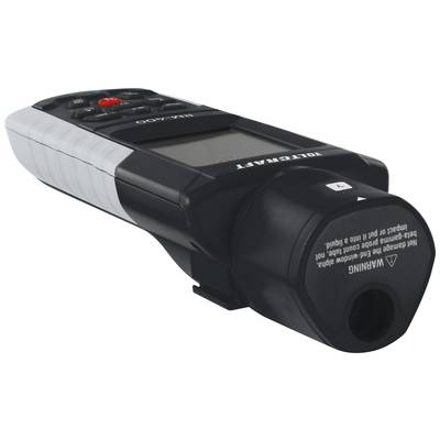A portable infrared thermometer with a display and a sensor at the front, suitable for non-contact temperature measurement.