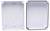 Two rectangular white plastic casings, one with black sealing rubber around the edge; both showing their inner side.