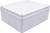 White, square plastic junction box with rounded edges and side cable entries.