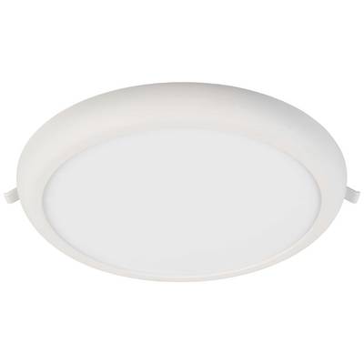 White round LED ceiling light with flat profile, suitable for modern interiors.