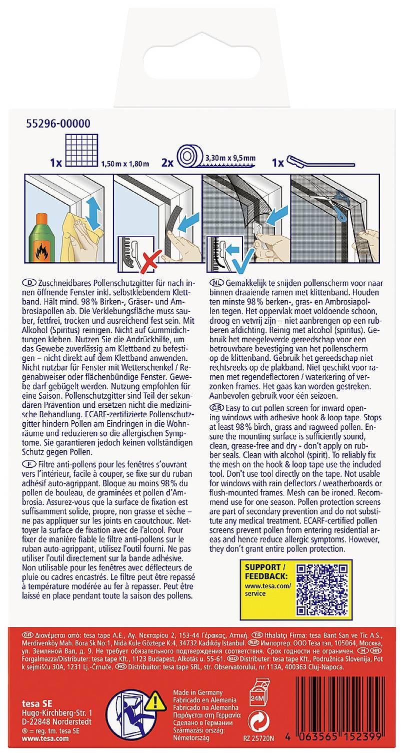 tesa 55296-00000-00 Pollen screen (W x H) 1500 mm x 1800 mm Anthracite 1 pc(s)-1