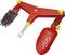 Red multi-purpose cleaning attachment with brush and dustpan for corners and edges, suitable for household cleaning.