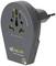 A grey travel adapter with multiple socket connections and European plug. Suitable for worldwide use, brand 'q2power'.