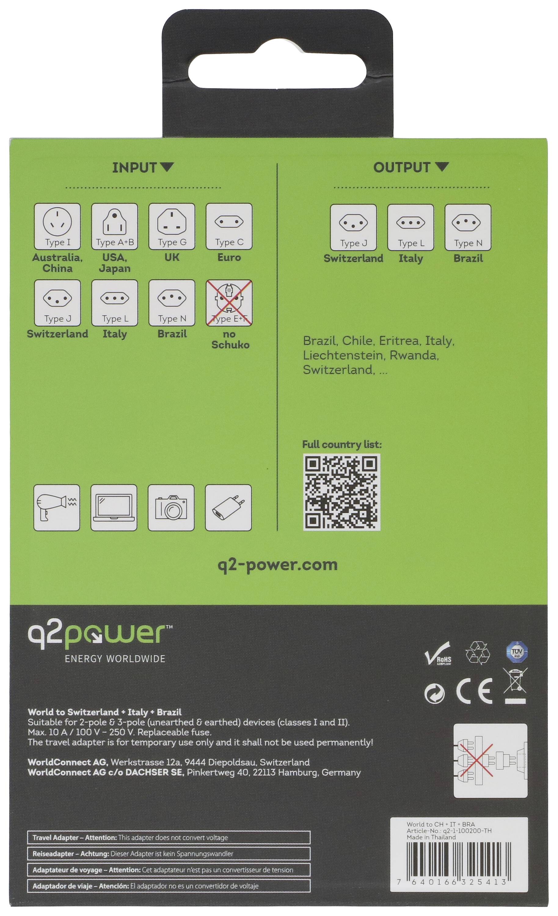 Q2 Power q2-1-1.00200-TH Travel adapter-3