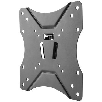 A black metal TV wall mount with multiple fixing holes, suitable for installing a flat-screen television.