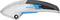A grey safety box cutter with a black handle and blue slider, suitable for safely cutting cardboard and packaging.