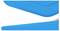 Abstract design with two blue, slightly curved shapes against a white background.