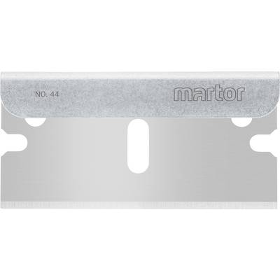 A Martor brand razor blade knife, model number 44, features a straight, silver blade with rounded cutouts on the sides.