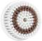 Round brush head with white and brown bristle pattern, used for cleaning or for an electric cleaning device.