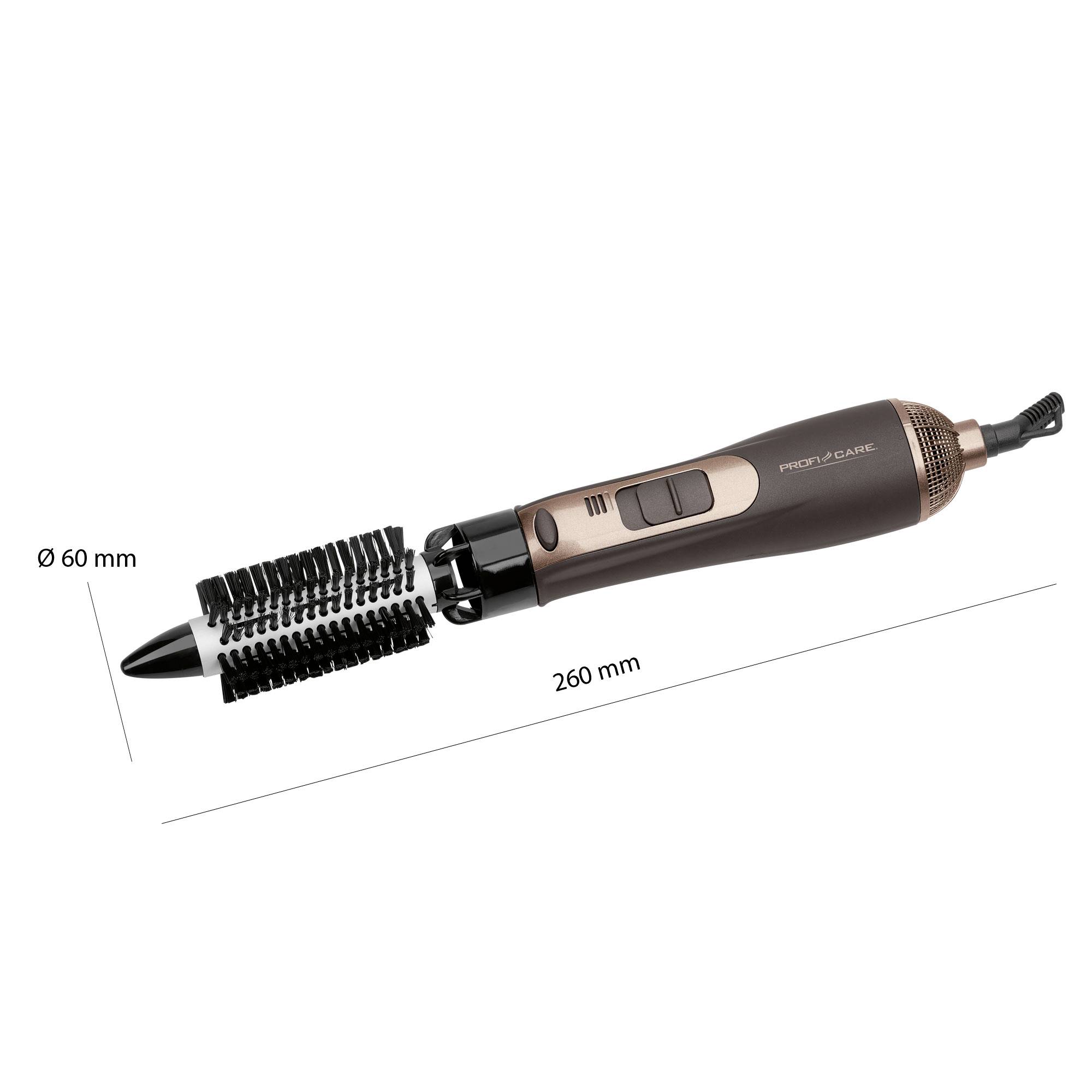 A brown, electric hair straightener or curling wand with a ceramic brush head, length 260 mm, diameter 60 mm, lies on a white background.