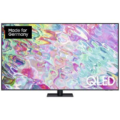 A QLED television with the text 'Made for Germany' on a colourful, abstract background.