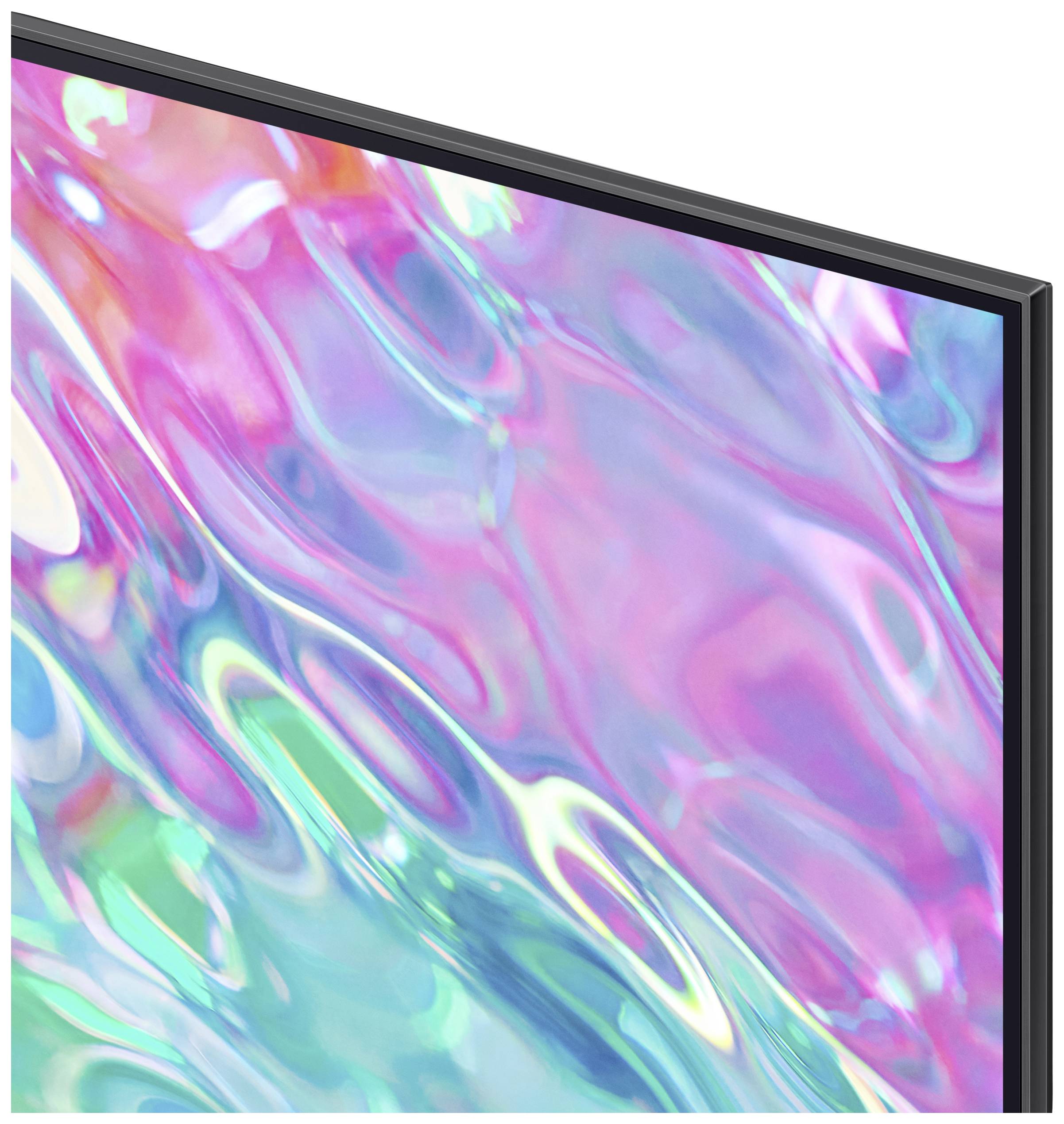 Abstract Art: A blend of luminous colours like pink, blue and green, which flow into each other and create movement.