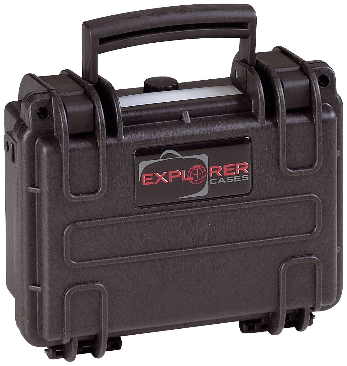 A black, robust transport case by 'Explorer Cases' with a red logo, suitable for the secure transportation of sensitive equipment.