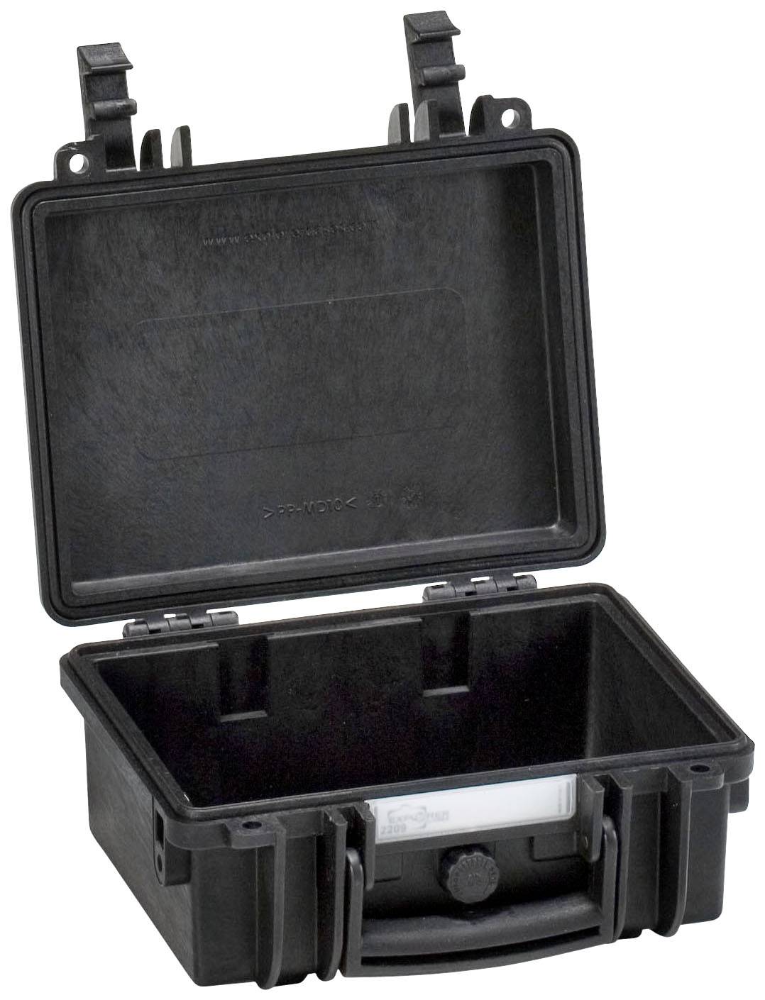 Open black plastic case with foam lining, suitable for the secure transportation of delicate items.