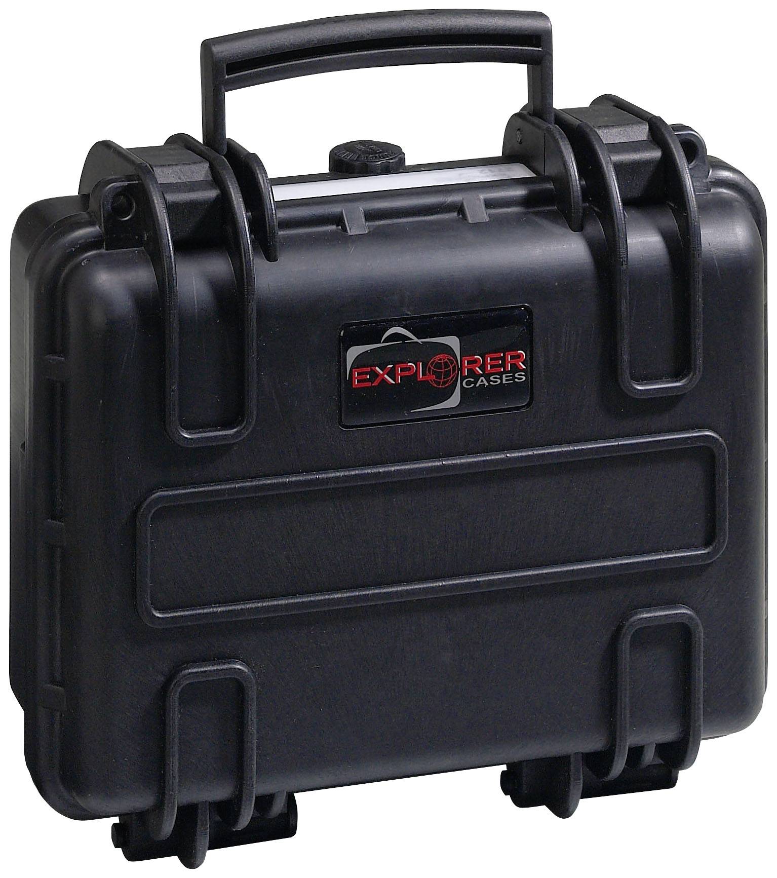 Black, robust carry case with snap locks and handle, suitable for the secure transportation of delicate equipment or tools.