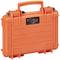 Larger, more robust transport case with a single handle. The case is locked and designed for secure transportation of equipment.