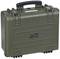 A robust, grey suitcase with a handle and locks, suitable for the secure transportation of delicate items.